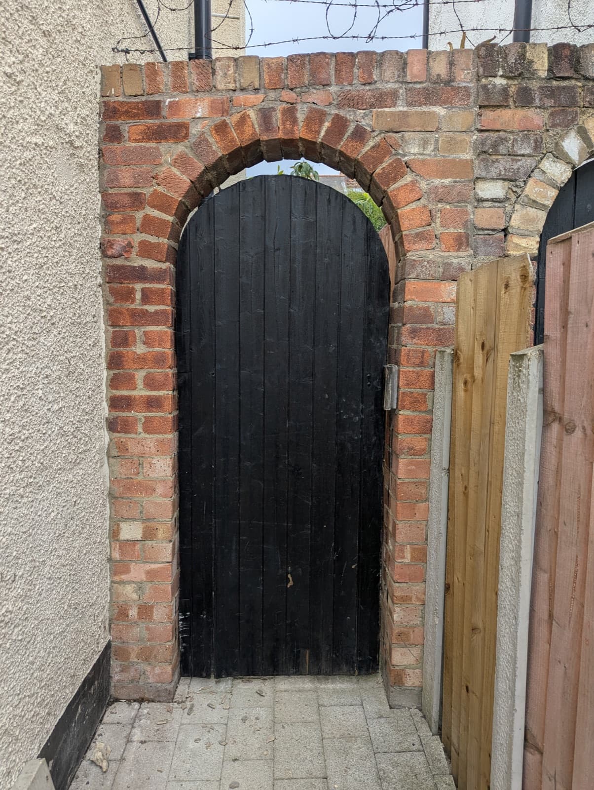 Side gate before and after before